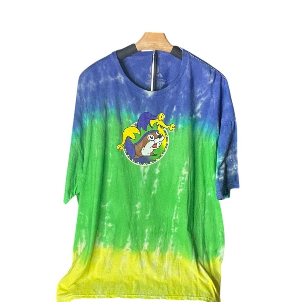 Buc-ees Mardi Gras Jester tshirt blue green yellow tie dye men's sz 3xl
